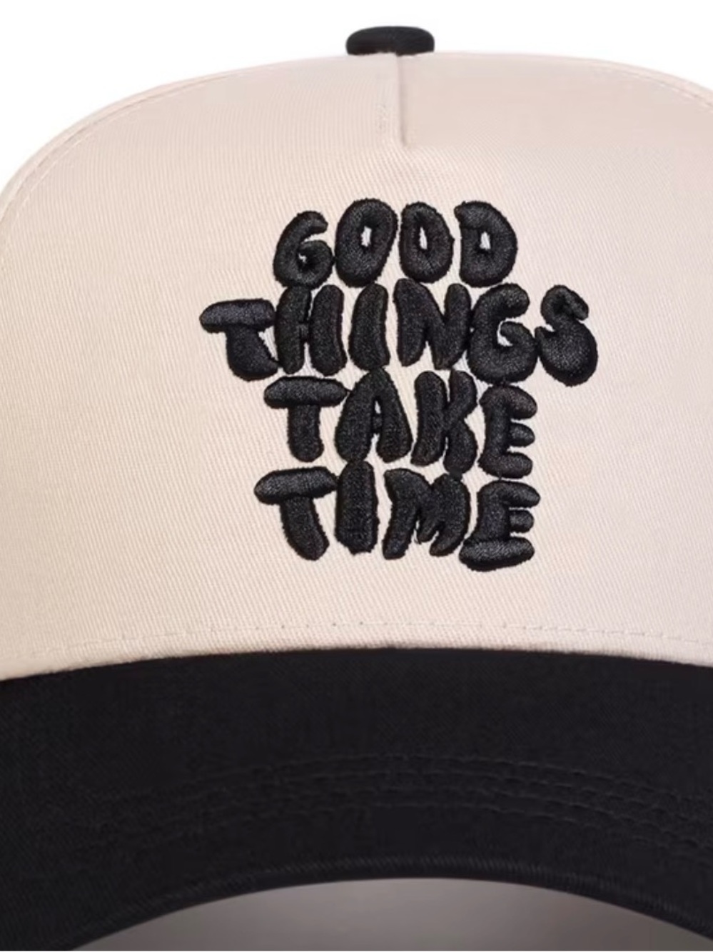 Embroidered 'Good Things Take Time' Two-Tone Baseball Cap
